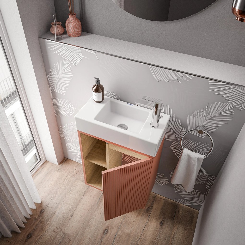 BELDIVO szafka podumywalkowa 50 cm z białą umywalką - drzwi prawe - różne kolory