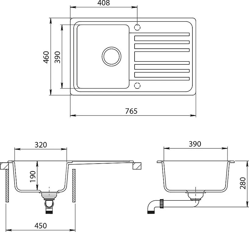 Zlewozmywak kuchenny biały 76.5x46x19 valencia