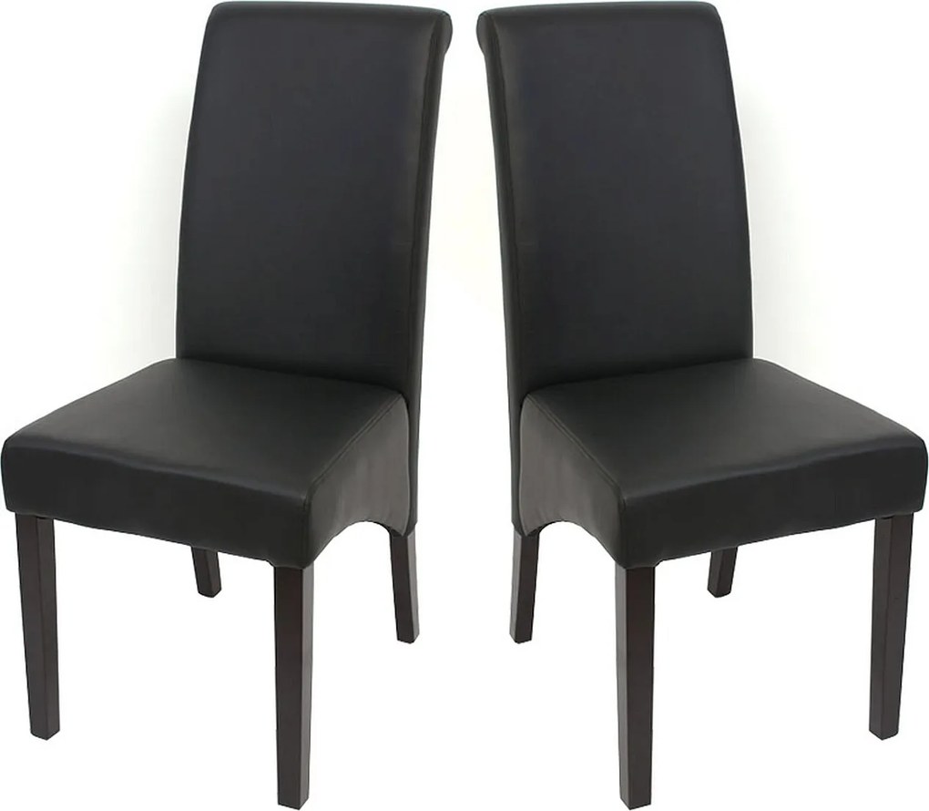 Krzesło do jadalni Cesena (zestaw 2 sztuk),  sztuczna skóra matowa, czarny, ciemne nóżki
