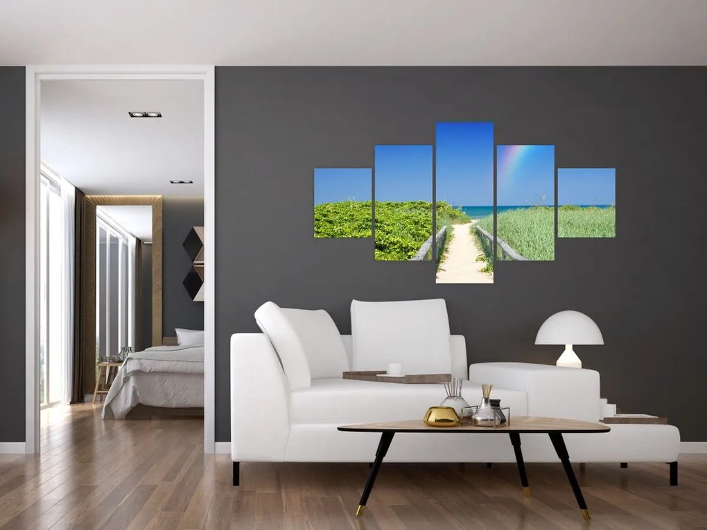 Obraz - Krajobraz i tęcza (125x70 cm)