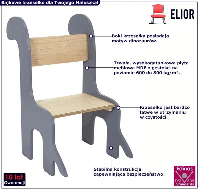 Krzesło dla dzieci z motywem dinozaurów K6-S02