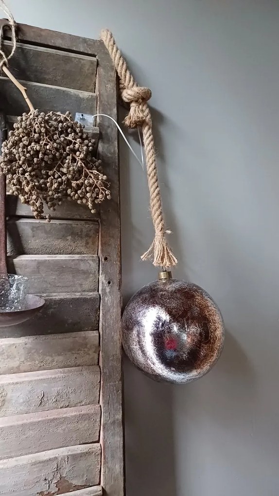 Dekoracja świąteczna LED z liną jutową w kolorze złotym, średnica 12 cm