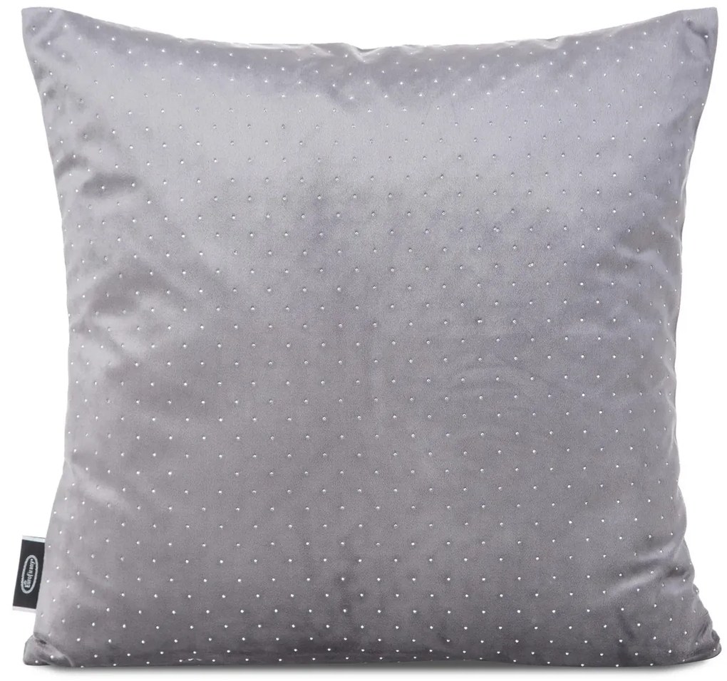 Poszewka na poduszkę 45x45 welwetowa ARIADNA z diamencikami Szary