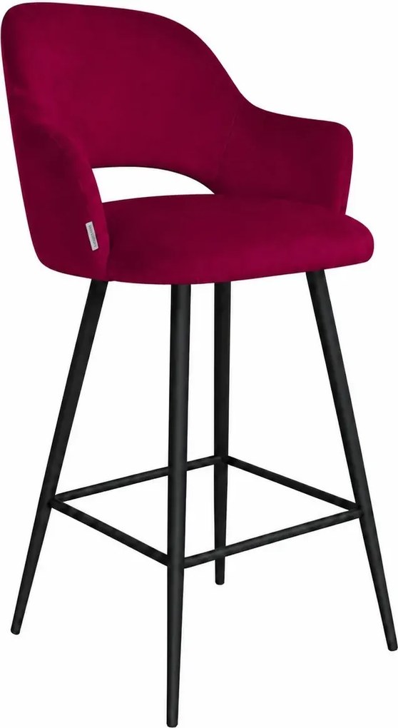 Hoker Milano krzesło barowe tkanina Welur podstawa metalowa elegancki klimat wnętrza : Kolor nogi - Czarna stożek, Kolor tkaniny - VELVET - MG31, Typ siedziska - Siedzisko obrotowe 360°