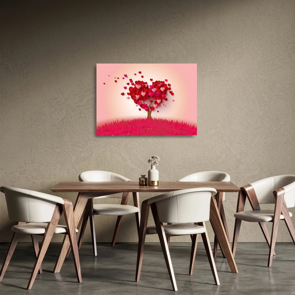 Obraz na szkle drzewa serca (70x50 cm)