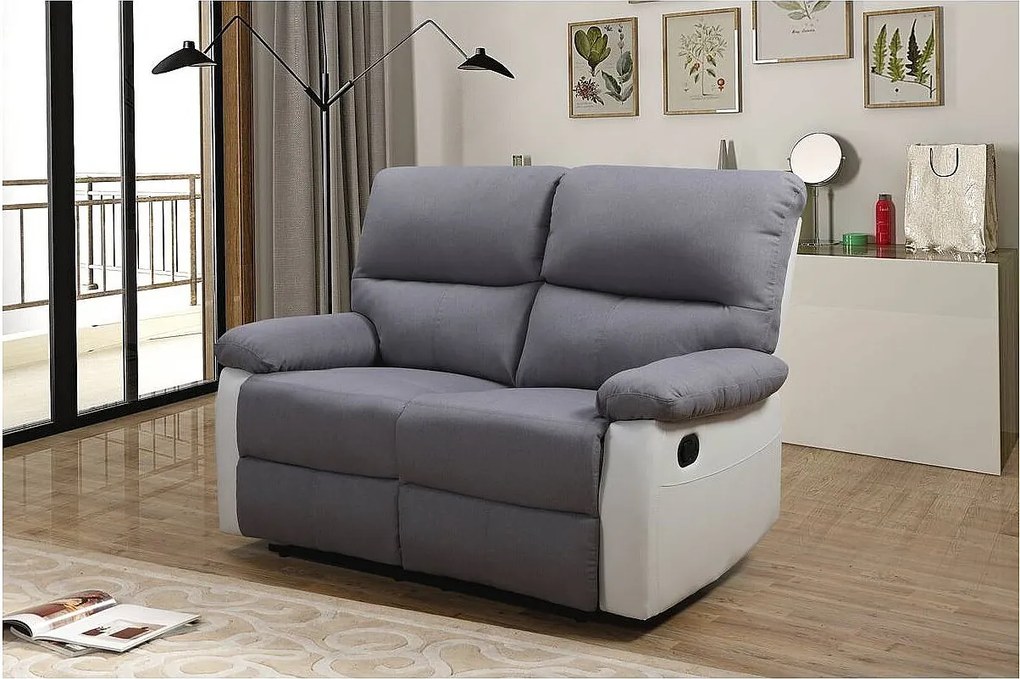 Sofa wypoczynkowa "Lincoln" - 147 x 89 x 103 cm - 2 miejsca - Jasnoszaro-biała