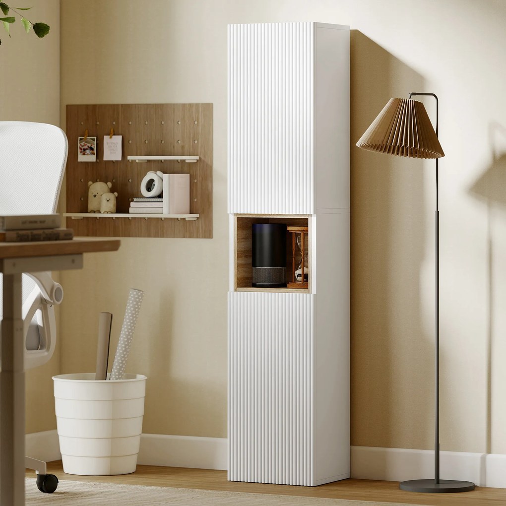 HOMCOM szafka łazienkowa, stojąca z 2 drzwiczkami i otwartą półką, biała | Aosom PL