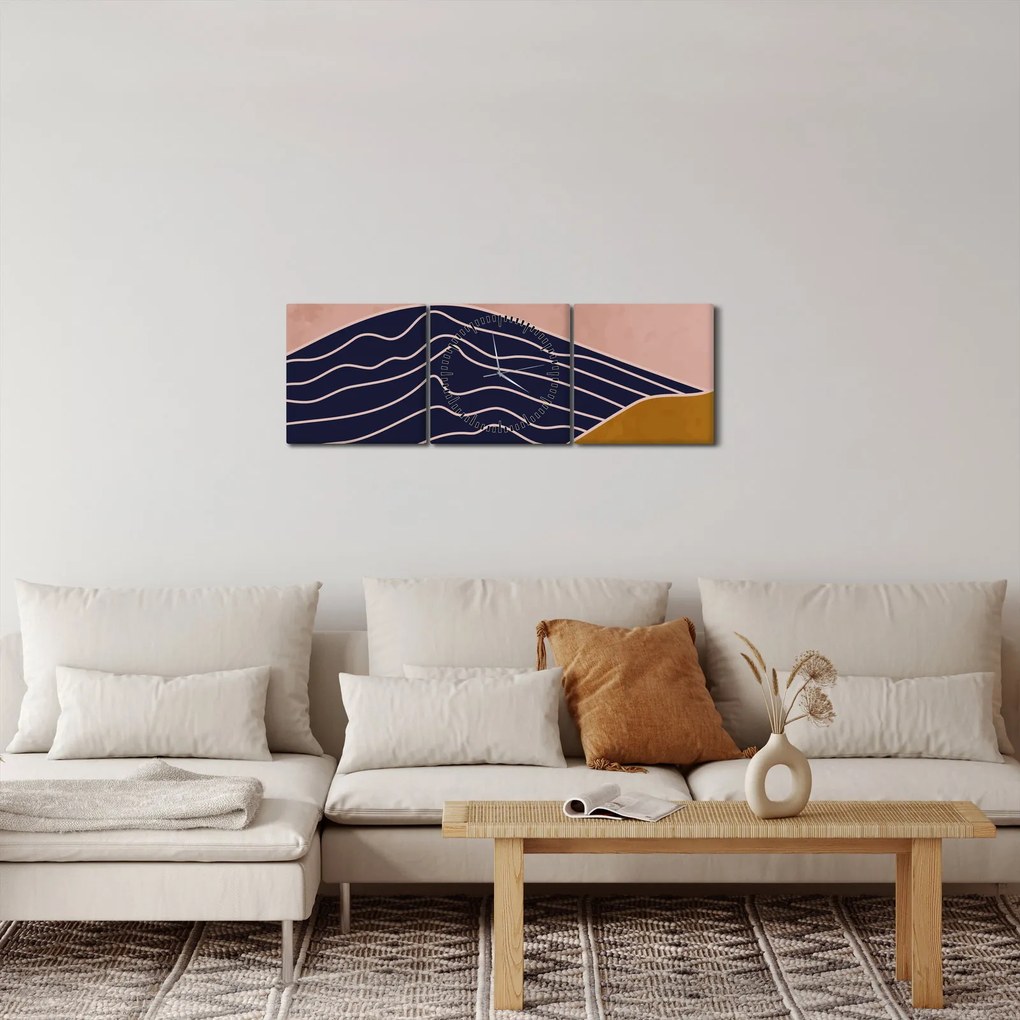 Obraz - Słońce nad górami (z zegarem) (90x30 cm)