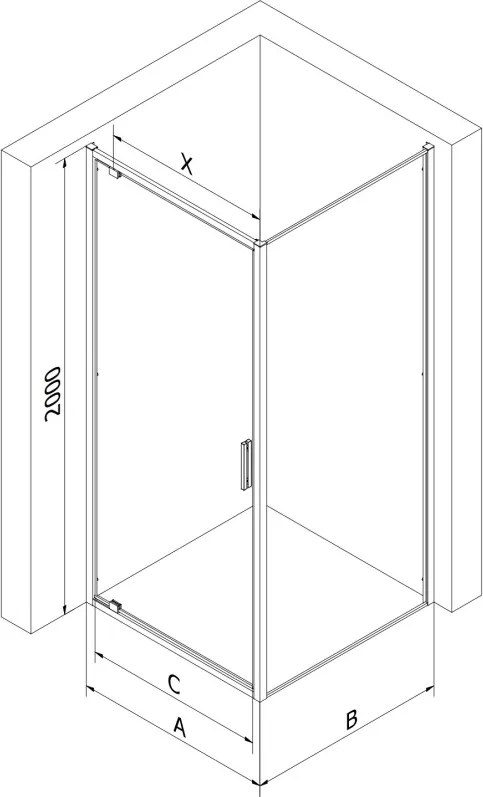 Mexen Exo kabina prysznicowa uchylna 90 x 90 cm, transparent, czarna - 8181-090-090-70-00