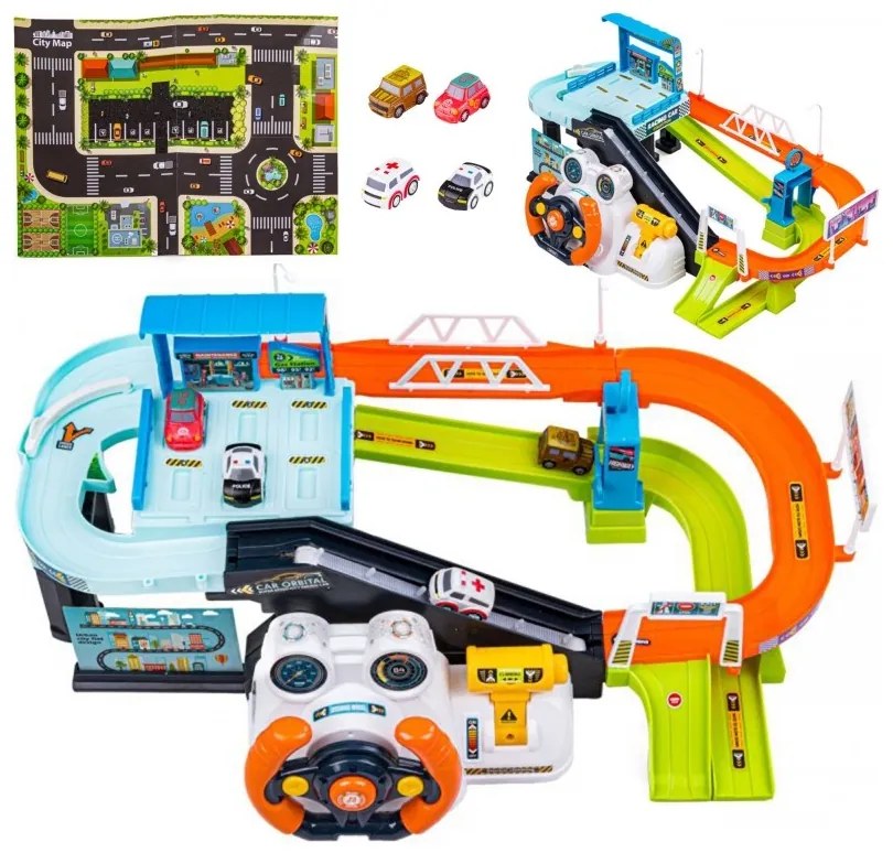 Woopie parking garaż z interaktywną kierownicą + 4 auta