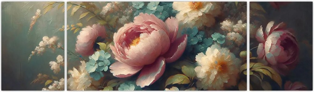 Obraz - Martwa natura z kwiatami - obraz (170x50 cm)