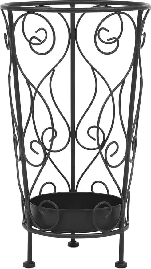 Czarny metalowy stojak na parasole w stylu vintage F0-E65