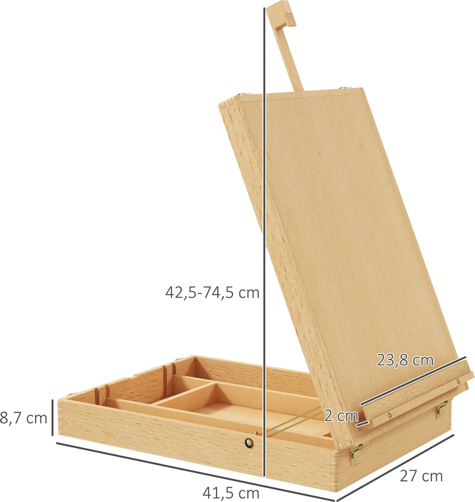 HOMCOM Sztaluga Stołowa Składana, Drewno Bukowe, 27cm x 41,5cm x 74,5cm, Naturalna