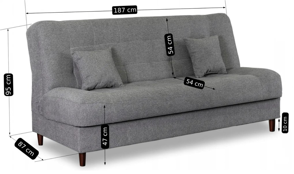 Sofa z Funkcją Spania NEPAL Wersalka Rozkładana Dwuosobowa Szara Nowoczesna do Salonu