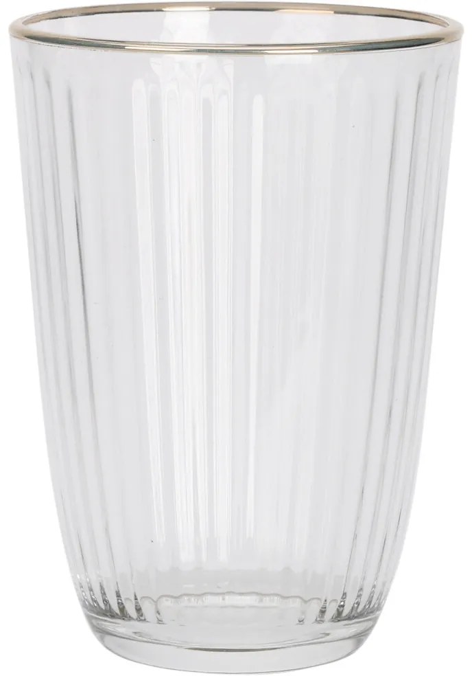 Prążkowana szklanka ze złotym brzegiem, 395 ml