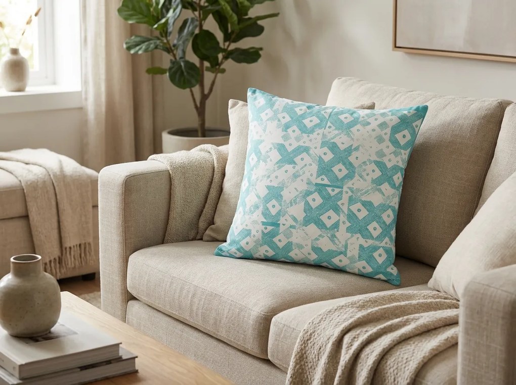 Poszewka na poduszkę TRIBAL 45x45 cm, niebieska