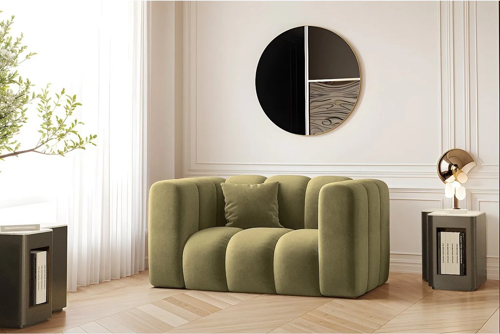 Fotel Grand, tkanina Salvador, Oliwkowy