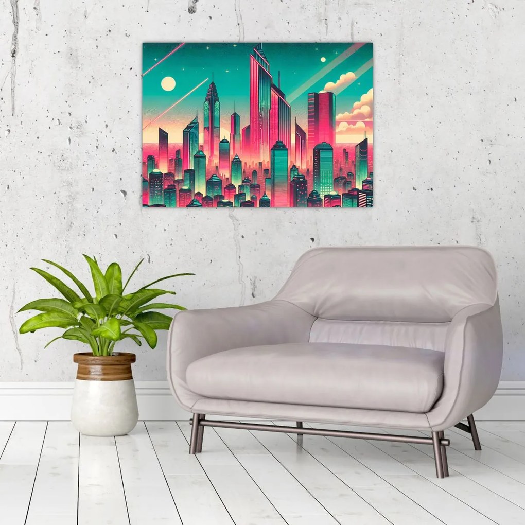 Obraz na szkle – Metropolia w stylu pop-art (70x50 cm)