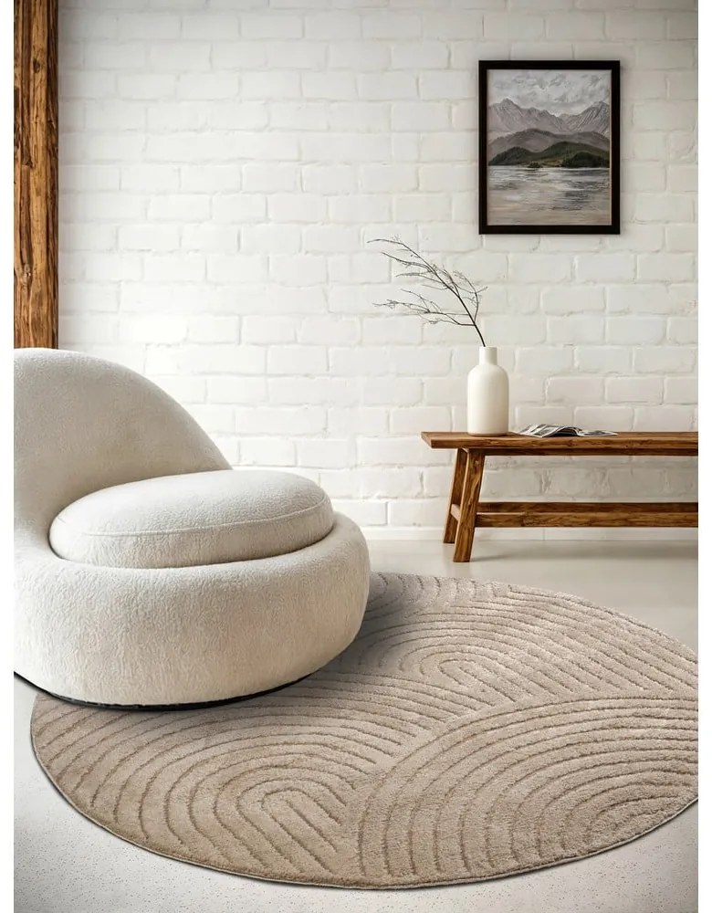 Szarobrązowy okrągły dywan ø 160 cm Panglao New York Taupe – Elle Decoration