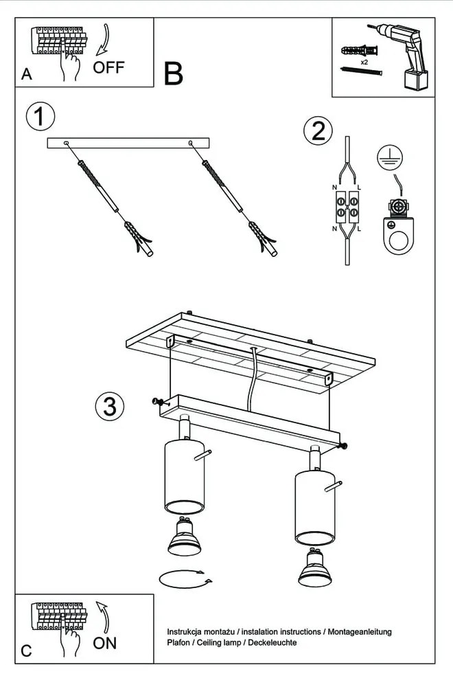 Czarna lampa sufitowa Nice Lamps Etna 2