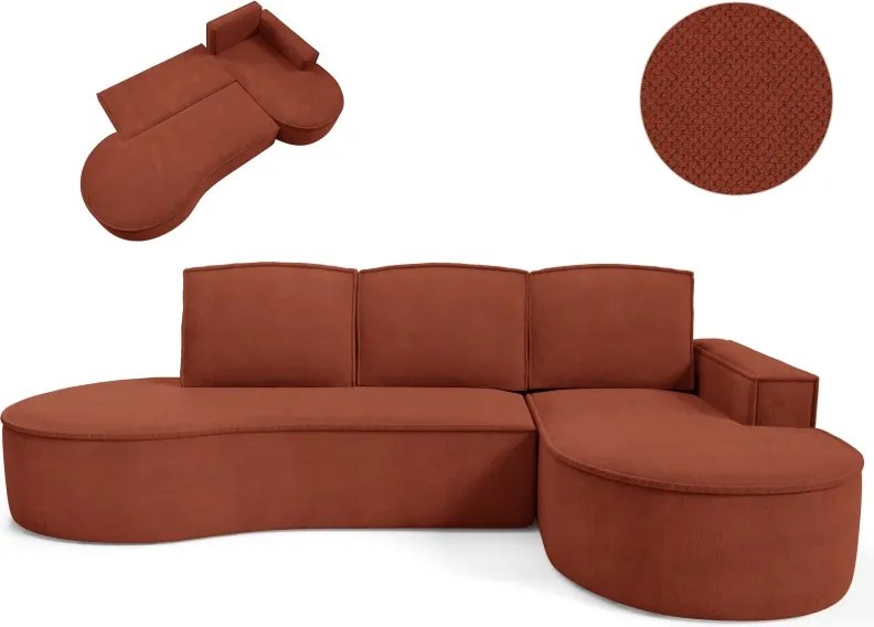 Narożnik MOLLY Prawostronny z funkcją spania, wolnostojący tkanina CURIO 55 Miedziany