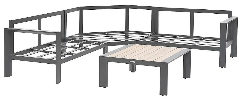 Narożny zestaw aluminiowy VANCOUVER dla 5 osób (antracyt)