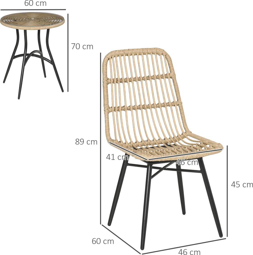 Outsunny 5-częściowy zestaw mebli ogrodowych z rattanu PE 46 cm x 60 cm x 89 cm