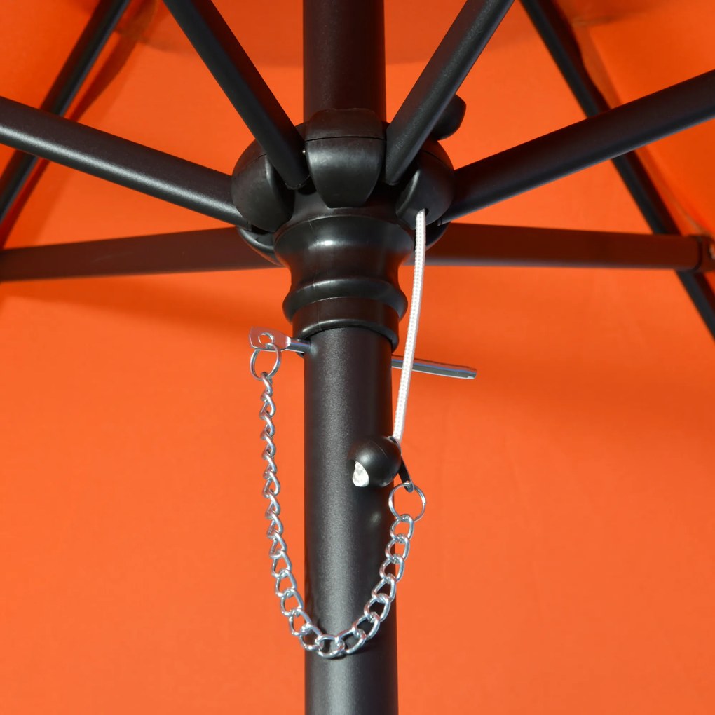 Outsunny Parasol Ø196 cm, parasol z funkcją kątowania, sześciokątny parasol balkonowy dla plaży i ogrodu, Pomarańczowy