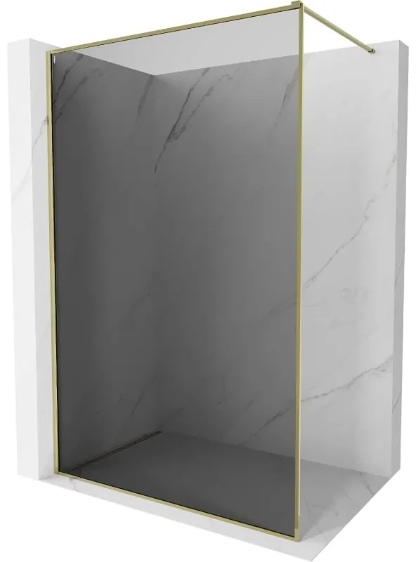 Mexen Kioto-XF ścianka prysznicowa Walk-in z ramką 80 x 202 cm, grafit 10 mm, złota - 800-080-104-50-40-X