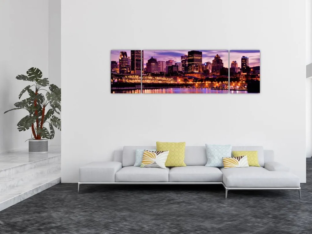 Obraz miasta nocą (170x50 cm)