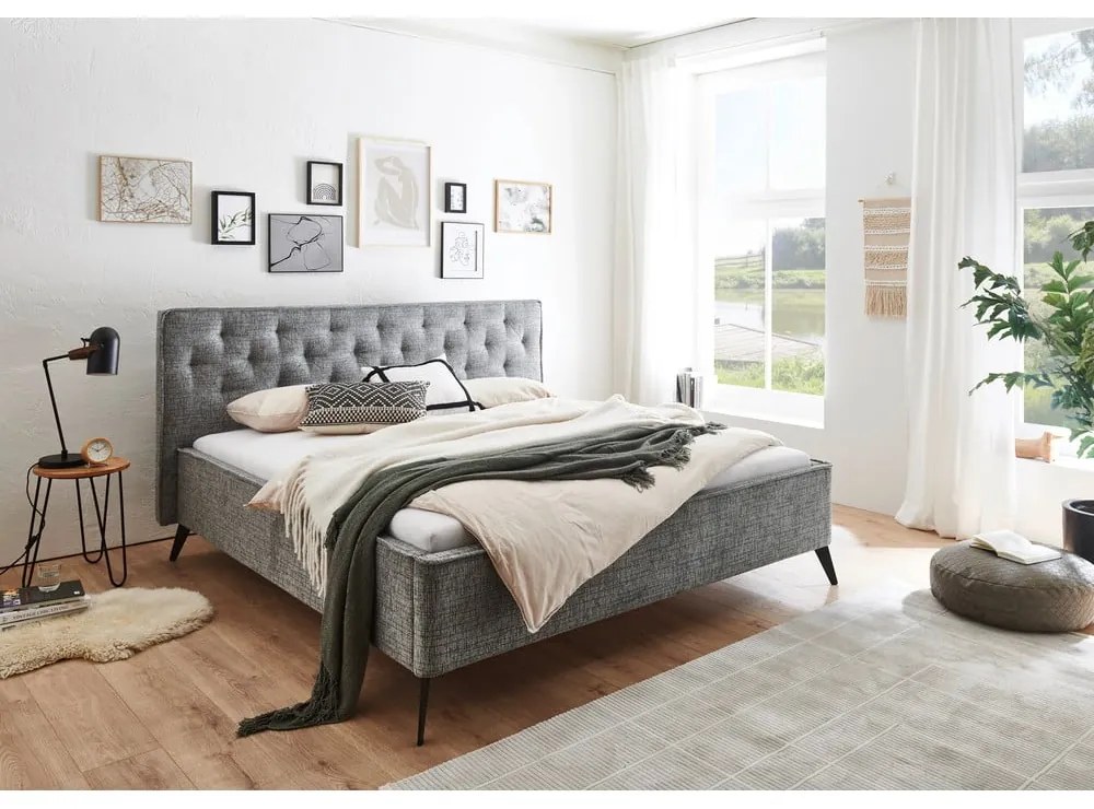 Szare tapicerowane łóżko dwuosobowe 180x200 cm Alicante – Meise Möbel