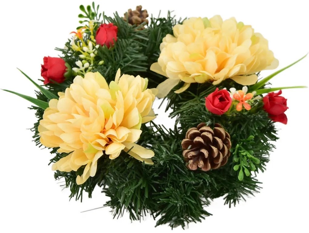 Wianek na Dzień Zaduszny Pomarańczowe chryzantemy, 20 cm