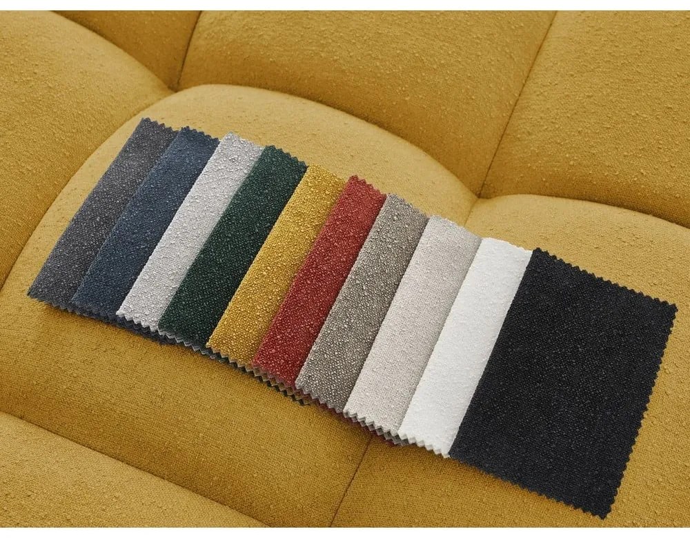 Musztardowy podnóżek z materiału bouclé Everest – Bobochic Paris