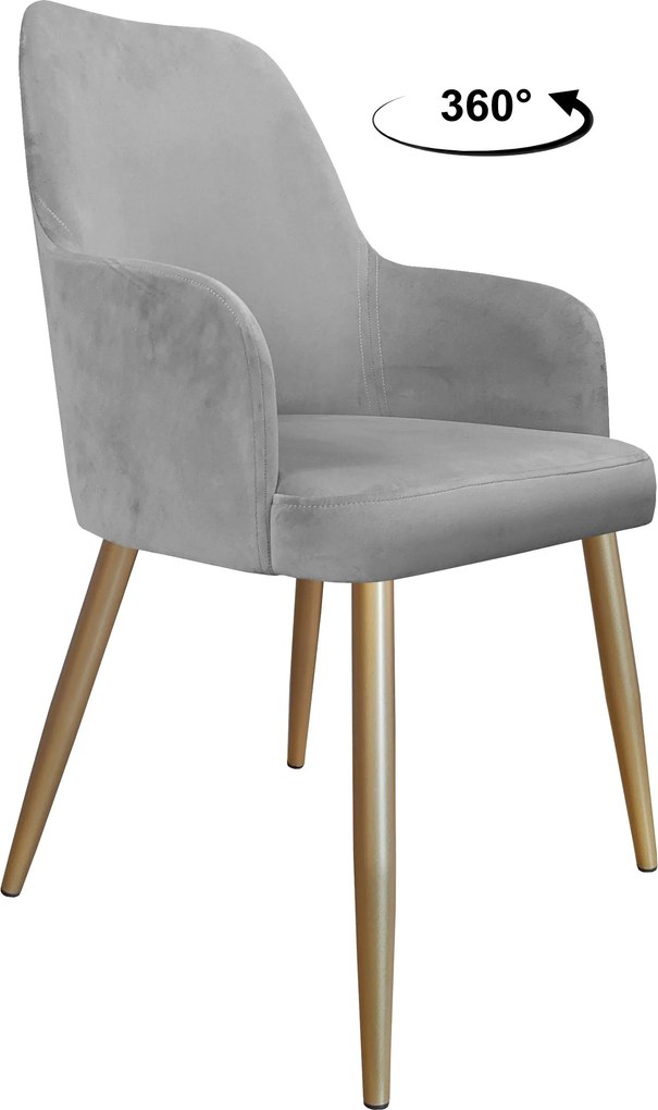 Krzesło WESTA tkanina Welur noga metalowa elegancki styl loftowy : Kolor nogi - Złota stożek, Kolor tkaniny - VELVET - MG17, Typ siedziska - Siedzisko obrotowe 360°
