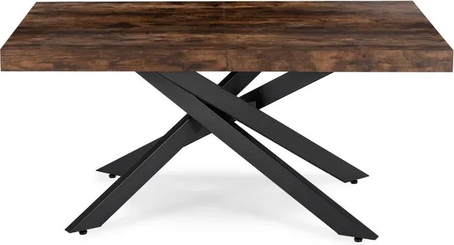 Zestaw Stół Prostokątny Rozkładany HAMPTON 160-240 cm Dąb Rustykalny/Czarny i 4 Krzesła Tapicerowane BRESSO Czarne