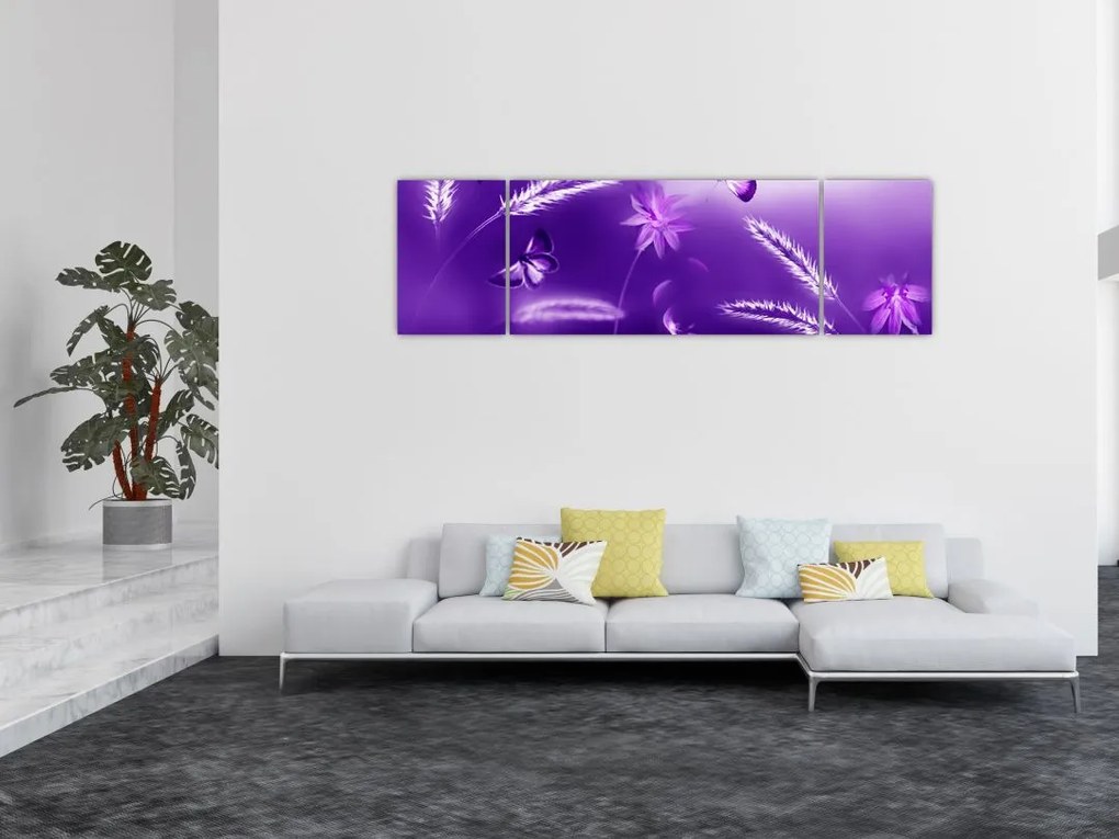 Obraz- Łąka motylów (170x50 cm)