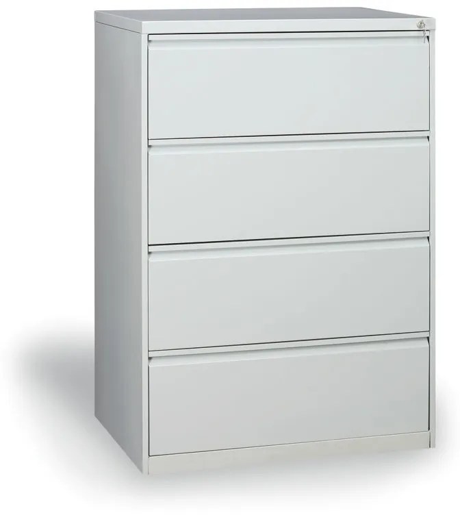 Dwurzędowa szafa kartotekowa A4, 4 szuflady, kolor szary