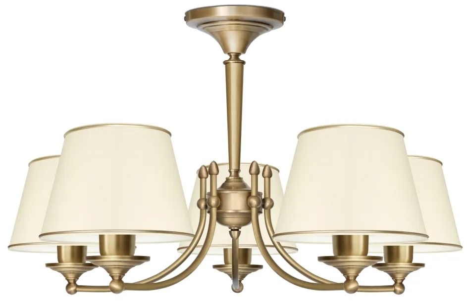 Złoty klasyczny żyrandol z abażurami ecru YA-S5AK