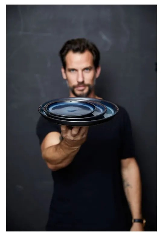 Czarny/niebieski kamionkowy talerz deserowy ø 17 cm Gastro Dark Blue/Black – Bitz