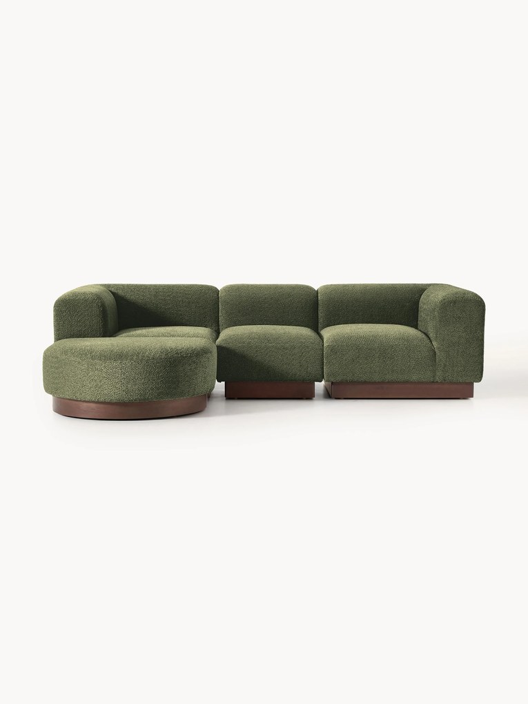 Sofa modułowa Teddy-Bouclé z pufem Natalie (3-osobowa, lewa/prawa)