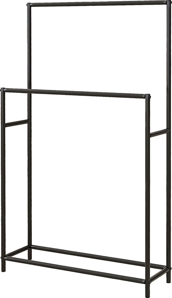 HOMCOM Stojak na ręczniki, wolnostojący, 2 drążki, odporny na rdzę, 66x20x110cm, Czarny