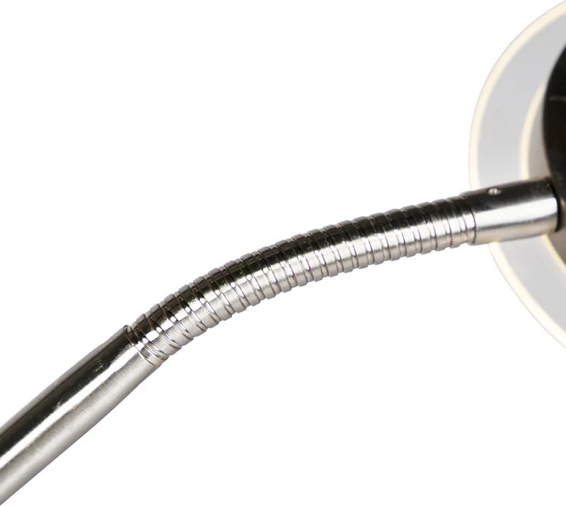 Nowoczesna lampa stojąca stal i szkło w tym LED z ramieniem do czytania - Divine