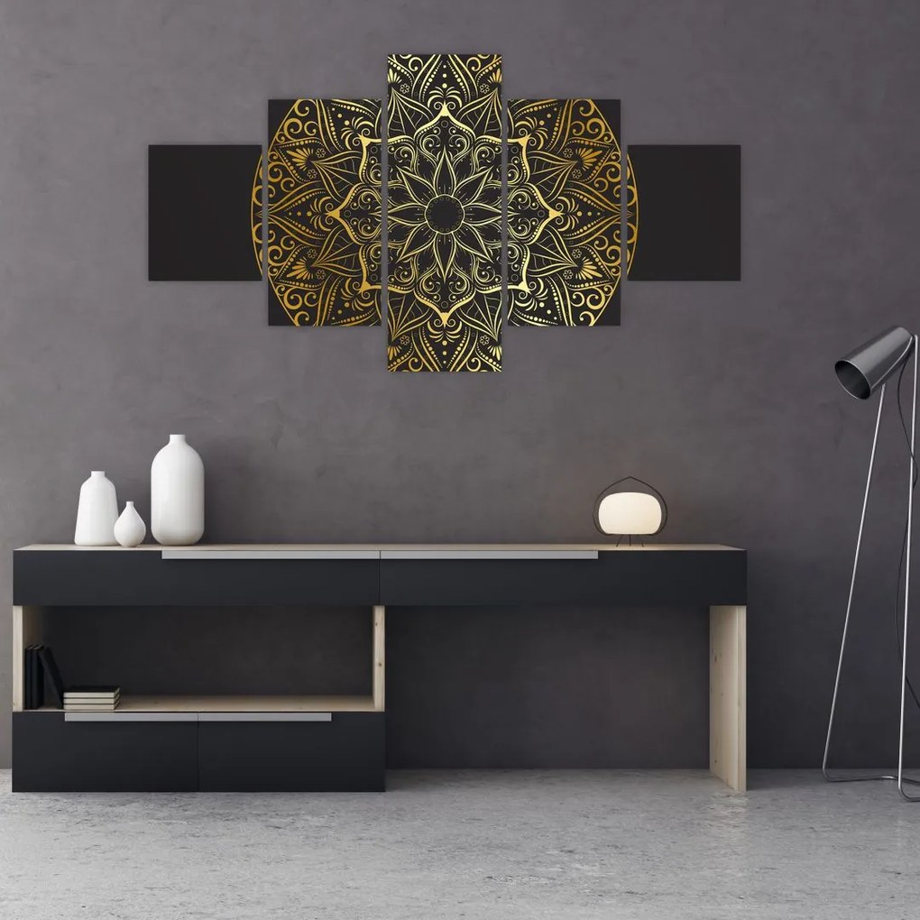 Obraz złotej abstrakcji (125x70 cm)