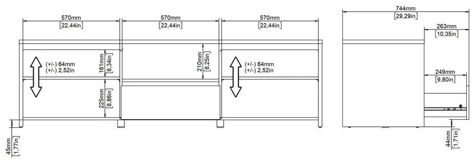 Biało-naturalna szafka pod TV w dekorze dębu 179x52x48 cm Next – Tvilum