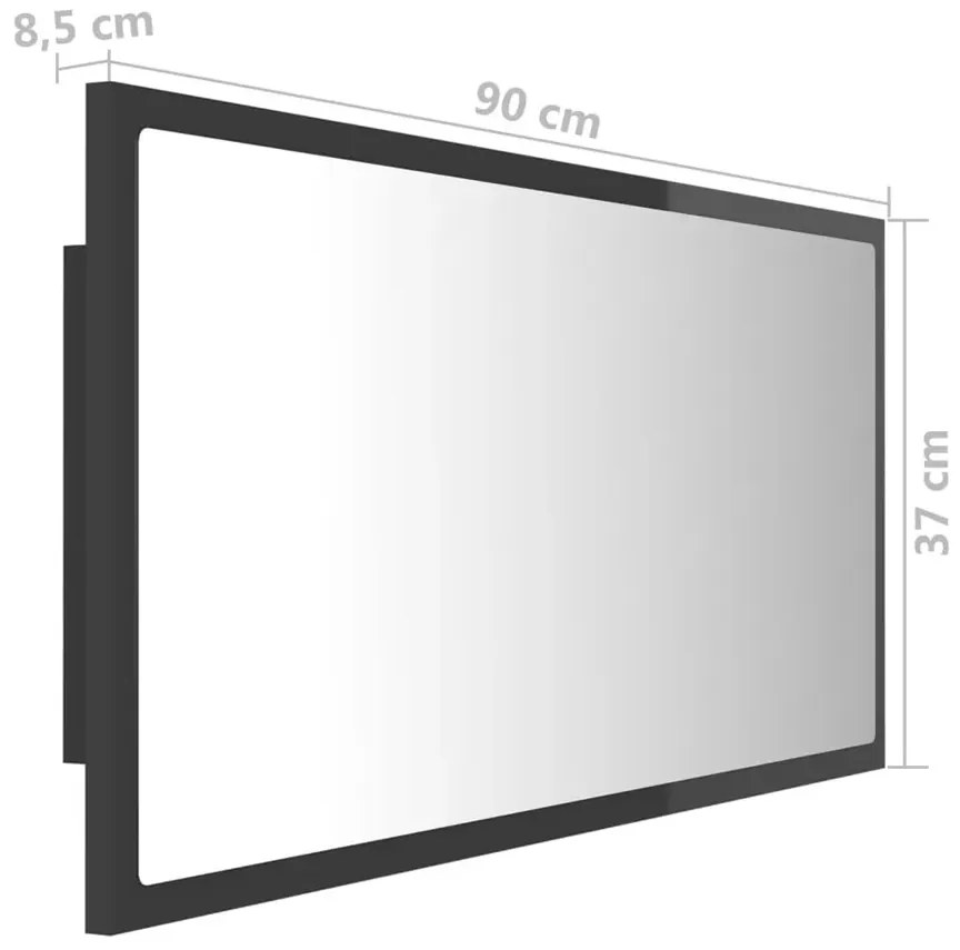 Nowoczesne szare lustro LED w połysku N3-W48