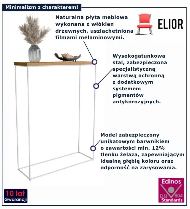 Klasyczna konsola pod lustro dąb lanceot + biały  S7-H30