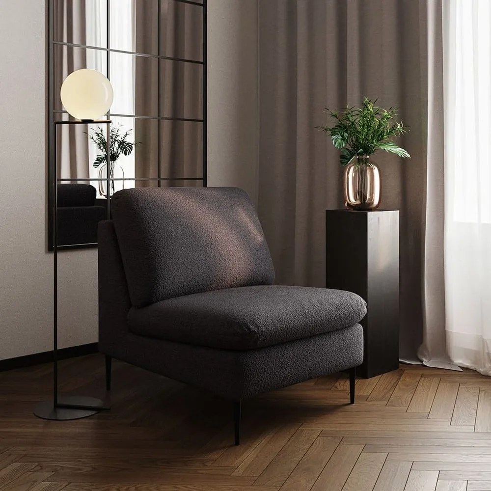 Czarny fotel z materiału bouclé Belle – Rodier