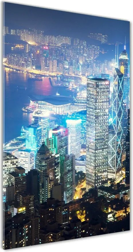 Foto obraz akryl pionowy Hong kong nocą