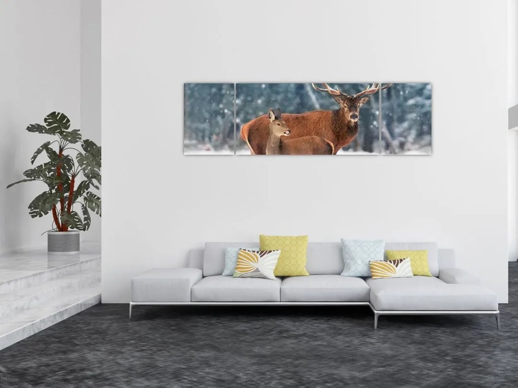 Obraz Jelenia z łanią (170x50 cm)
