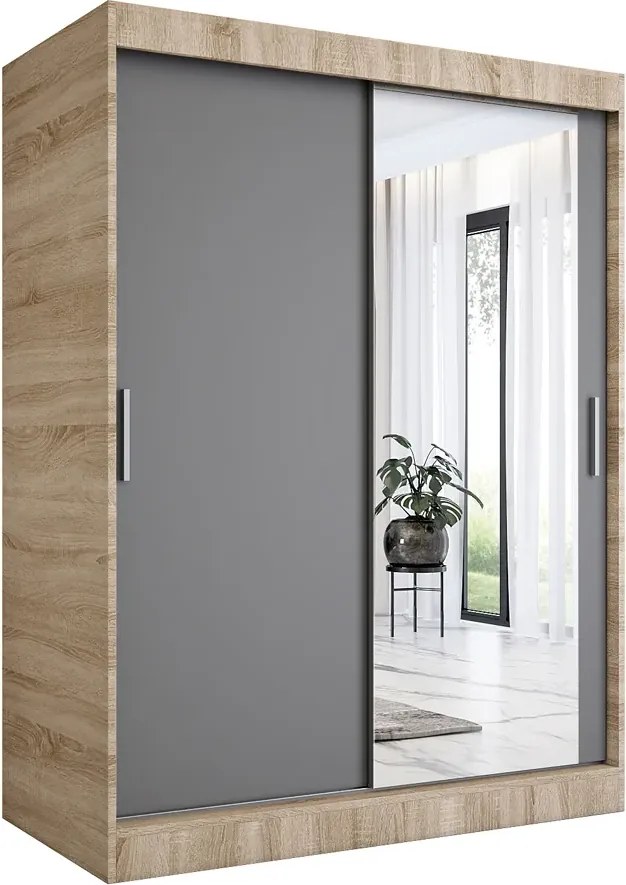 Szafa przesuwna dąb sonoma + antracyt 150 cm H4-H88